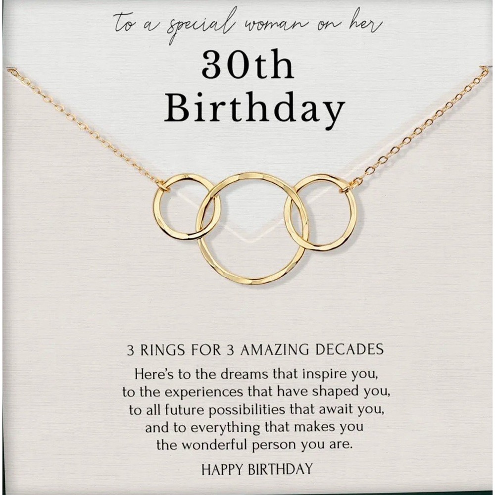 30th Birthday‎ Gift for Women 3 Rings 3 Decade Necklace 14k Gold Filled Sterling